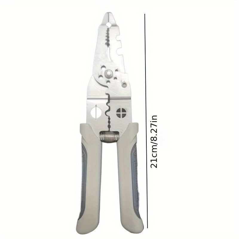 Industrial-Grade Stainless Steel Wire Cutter and Stripper Pliers with Measurement Markings for Electrical Wiring Tasks