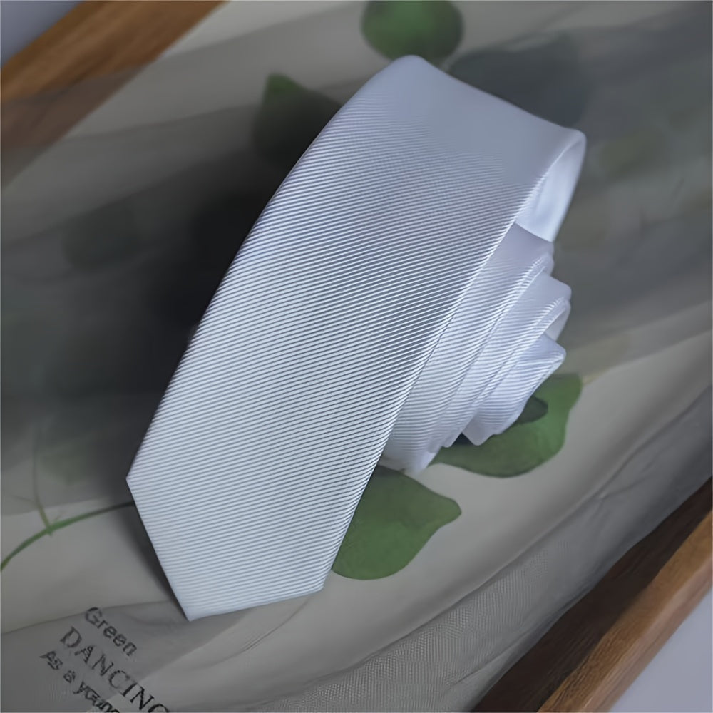 Men's Narrow Silk Tie 6cm Single-Color 1200 Stitches for Formal Occasions