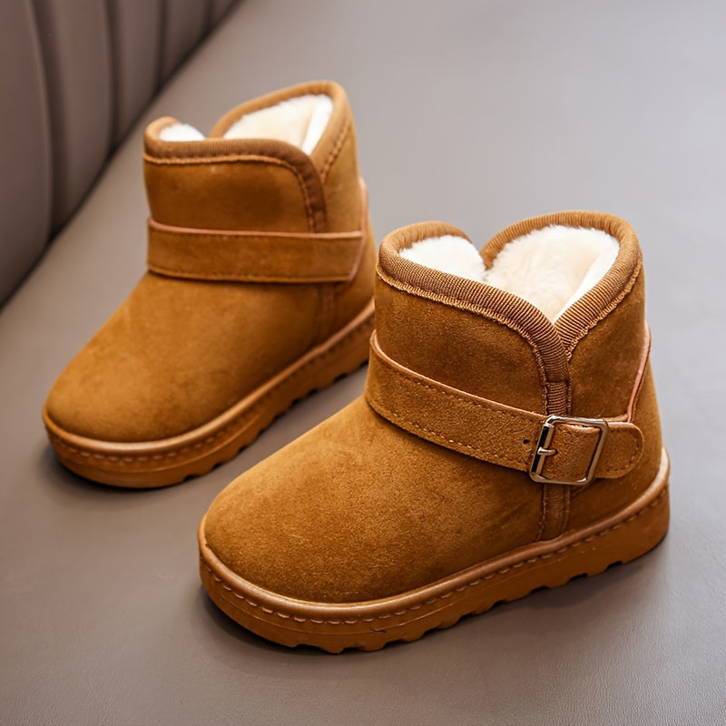 Winter Boots for Boys and Girls Thickened Fabric Snow Boots with Rubber Sole