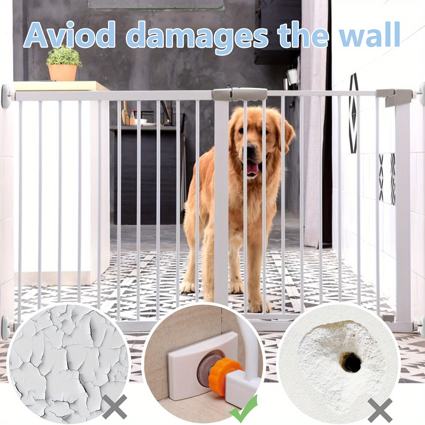 Set of 4 White Rubber Gate Wall Protectors for Pet and Safety Gates
