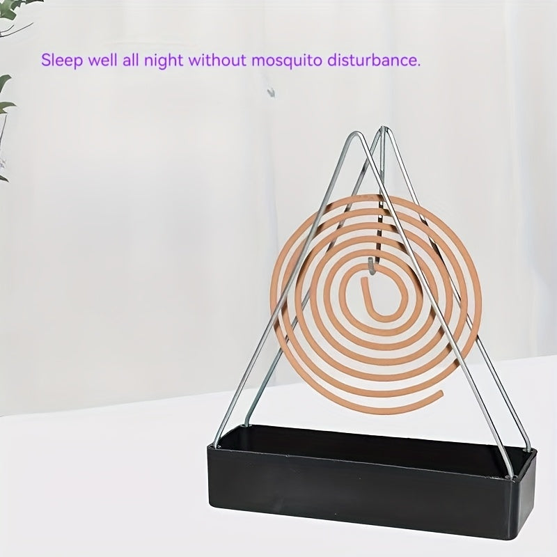 Iron Mosquito Incense Holder Triangle Design Black Metal Burner for Sandalwood and Repellent Sticks
