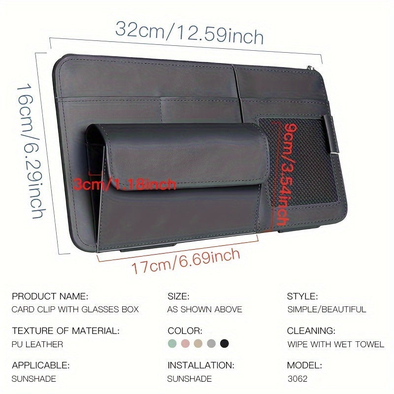 DERANFU PU charmli avtomobil quyosh ko'zoynagi tashkilotchisi, zip bilan, karta ushlagich, chiptalar uchun sumka - transport vositasi ichki saqlashga mos keladi