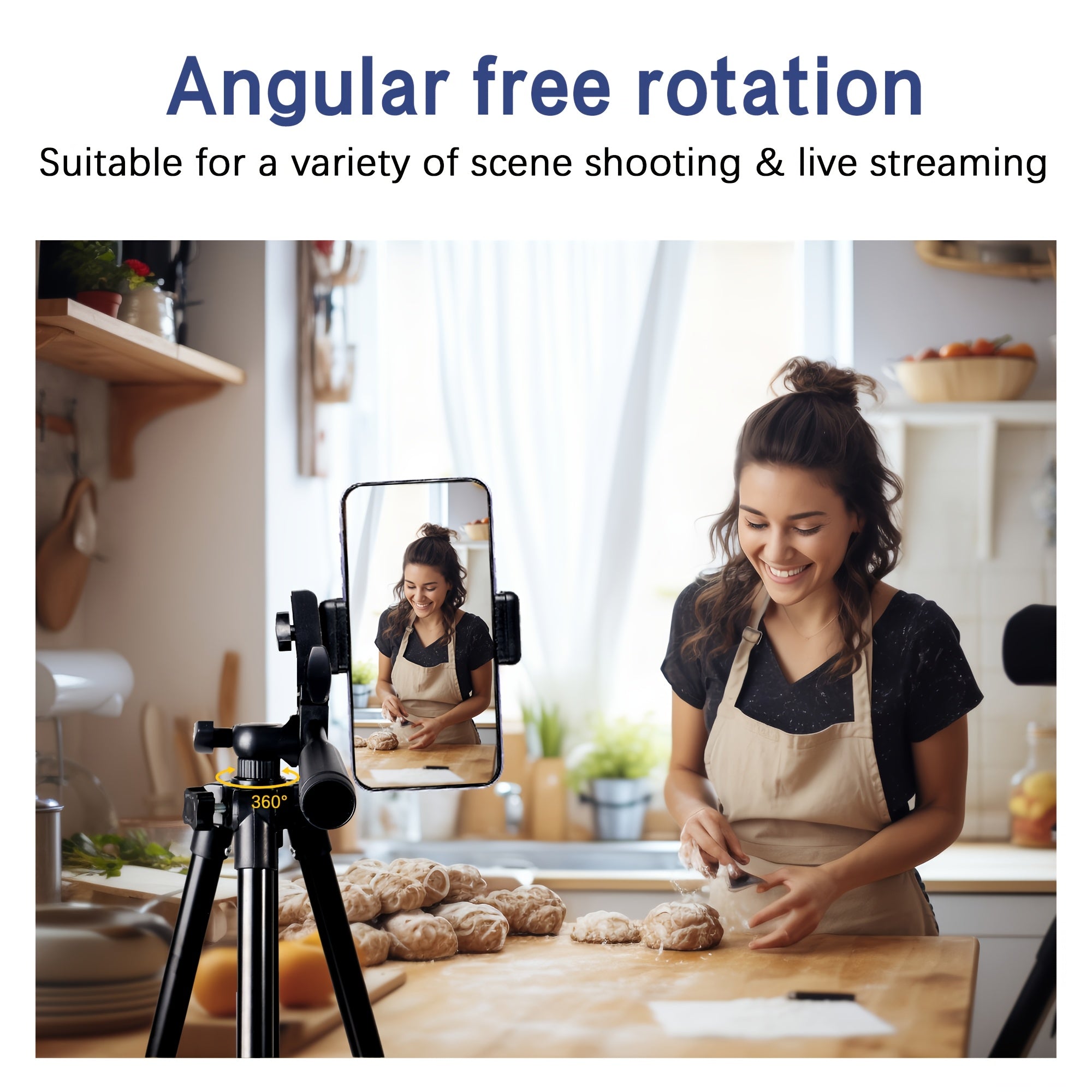 Aluminum Alloy Tripod with Gimbal Head 132cm for Photography Vlogging Live Streaming