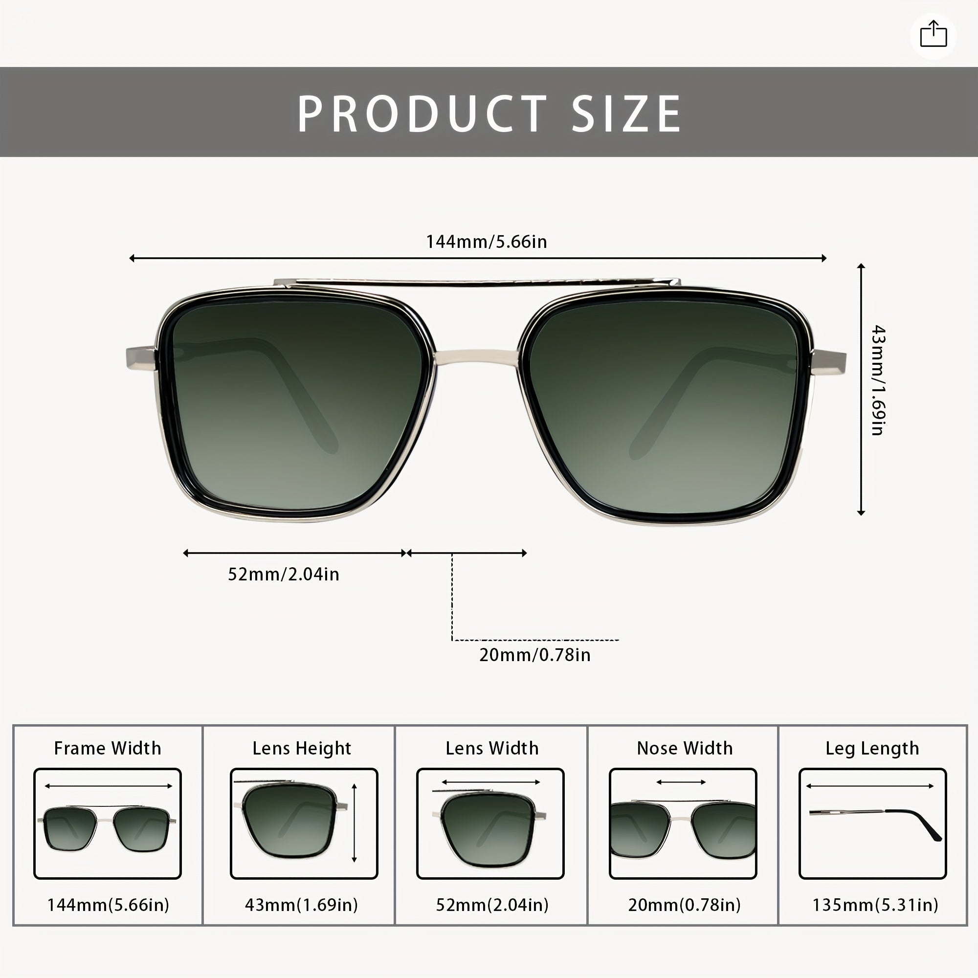 Retro Punk Metal Kvadrat Ko'zoynaklar Uniseks Moda Ko'zoynaklar Ochiq havoda va Sayohat uchun