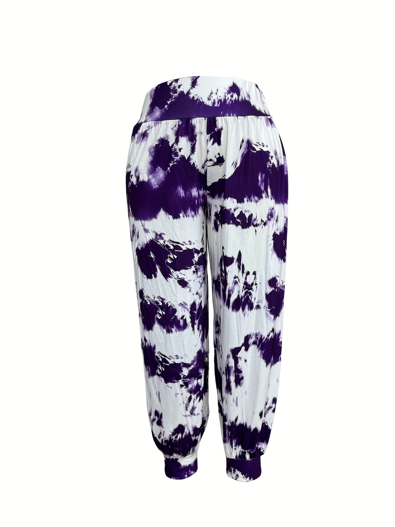 Pantalones joggers de talla grande con estampado tie dye, pantalones casual de cintura elástica para primavera y verano, mujer