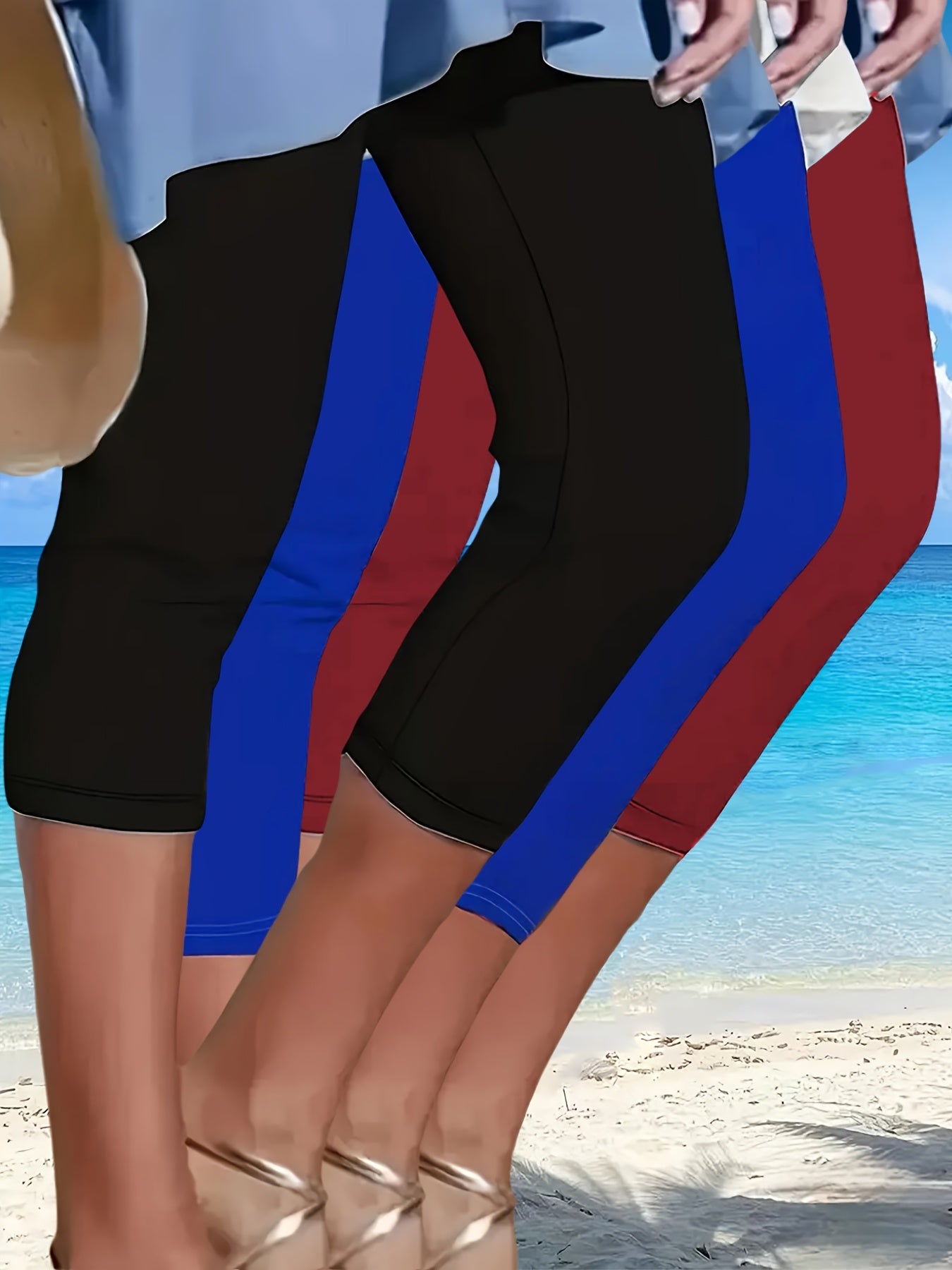 Women's 7/8 Slim Fit Summer Pants Casual Beach Active Clothing Pack of 3