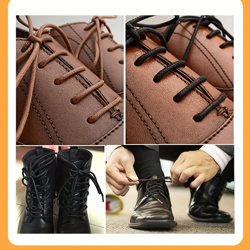 5 Pairs Waxed Thin Round Leather Shoe Laces for Dress and Casual Boots