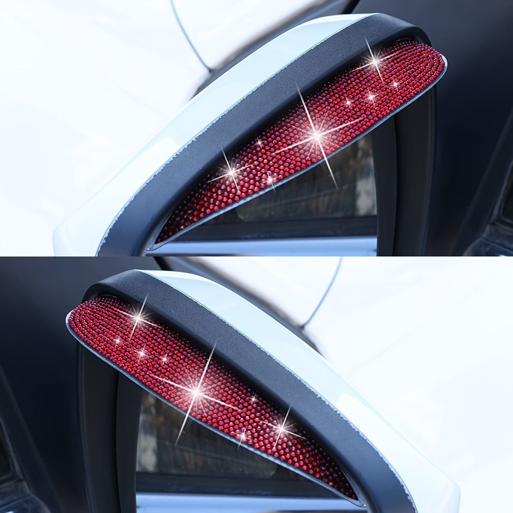 2 dona Avtomobil oynasi yomg'ir himoyachilari, aks ettiruvchi rhinestonelar bilan, yaxshilangan ko'rinish uchun