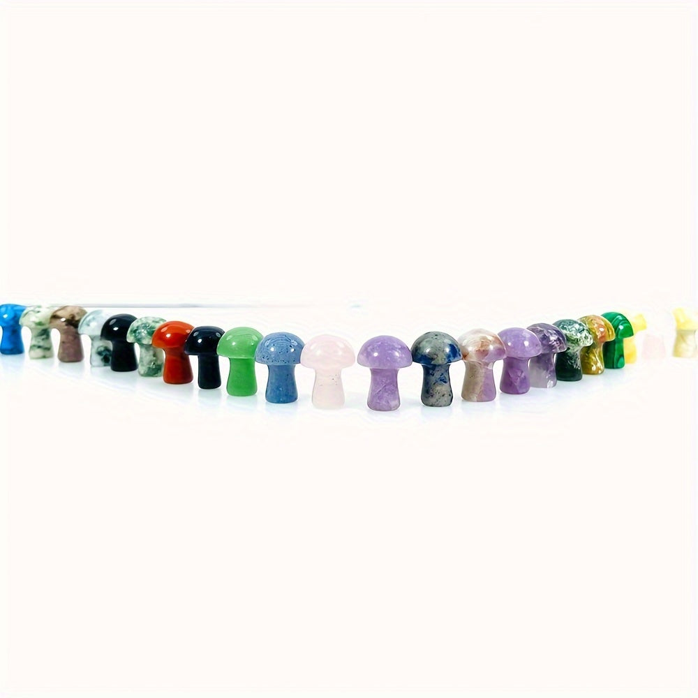 Juego de 20 cuentas de cristal artificial mini setas talladas a mano, gemas falsas para decoración del hogar