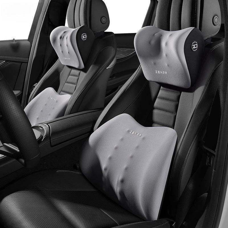 4Pcs Car Headrest and Waist Support Pillows Memory Foam Neck Protector All Seasons