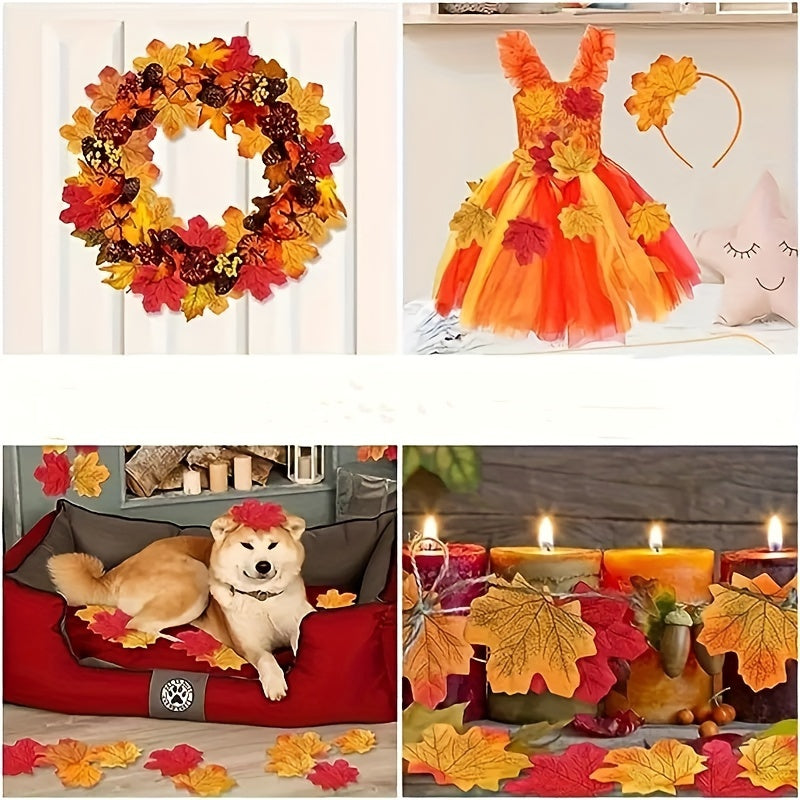 Simulated Maple Leaf Wreath and Vine Indoor Outdoor Decoration Festival Supplies Sets of 100 200 300
