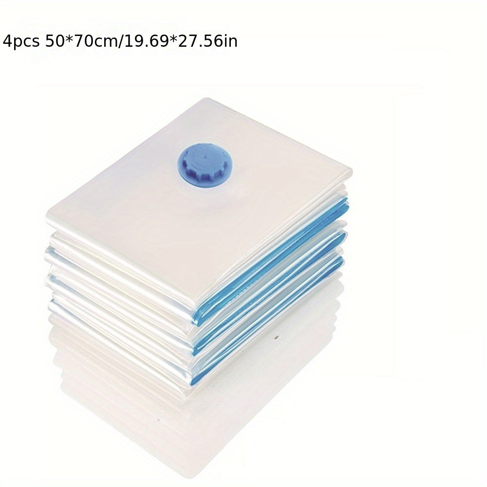 Juego de 4 bolsas de almacenamiento con compresión por vacío transparentes para ropa y artículos del hogar