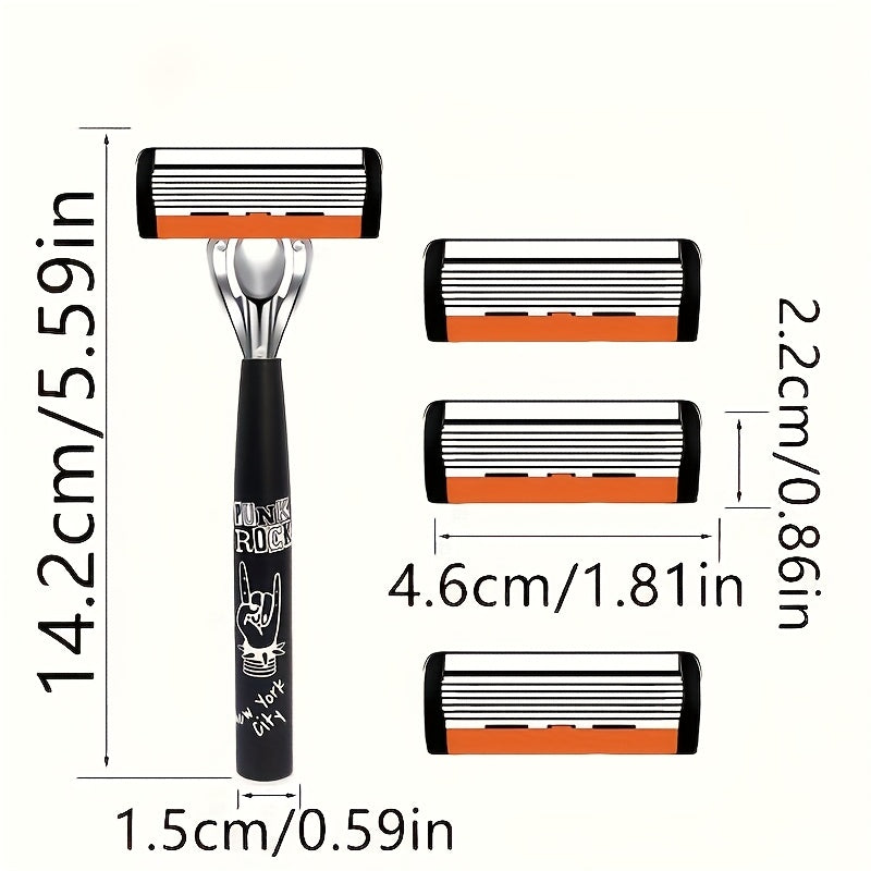 Set de maquinilla de afeitar vintage para hombre con mango reutilizable y hojas afiladas