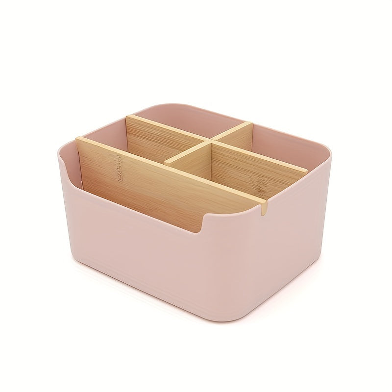 Bamboo Desk Organizer with 5 Compartments for Office Bathroom Living Room Storage