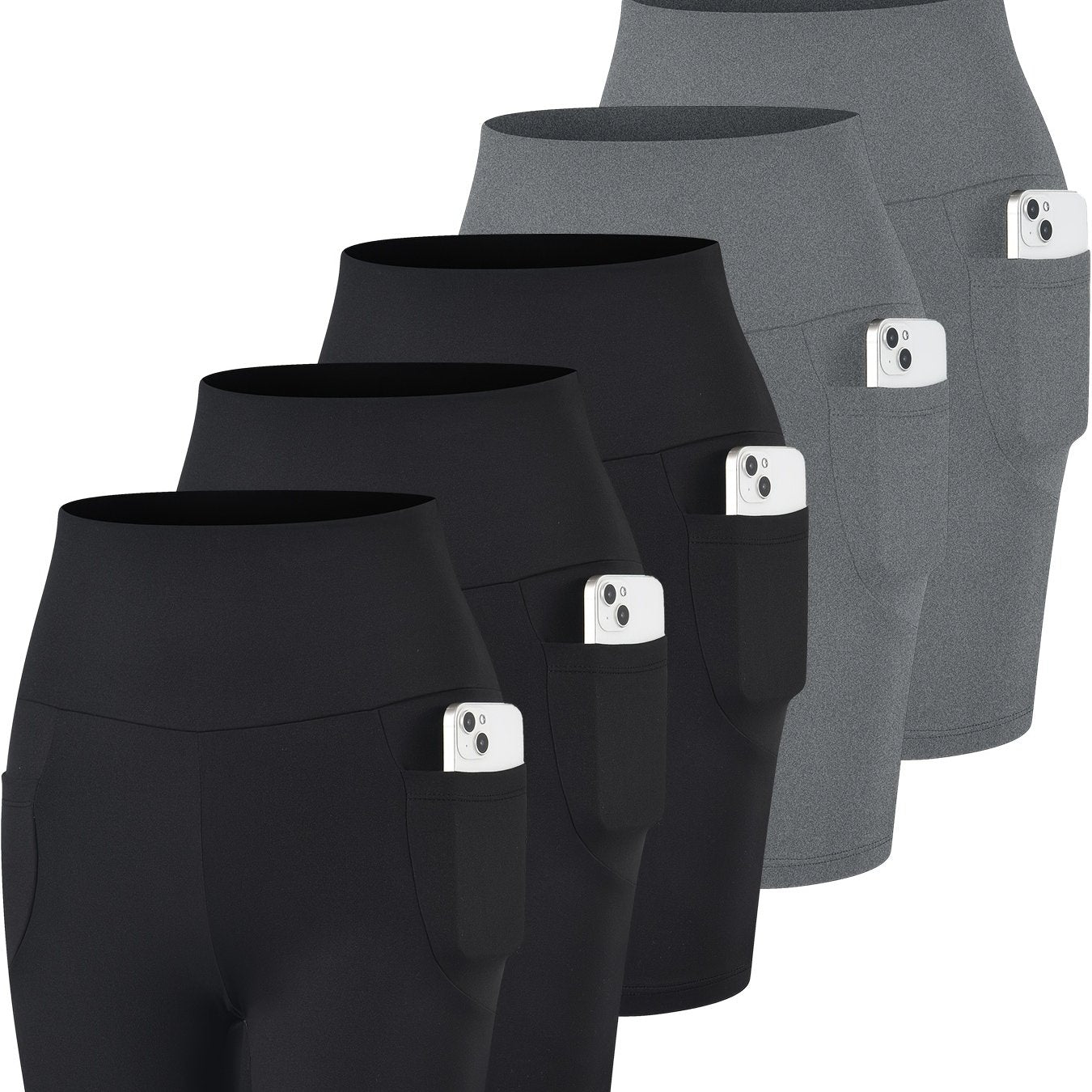 Plus Size High-Waisted Biker Shorts Women Pockets Tummy Control No-See-Through