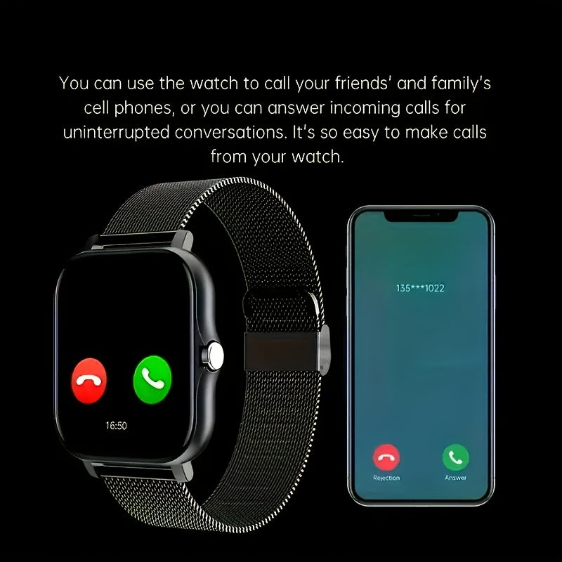Reloj inteligente delgado sin bordes para iPhone y Android, llamadas inalámbricas, modos deportivos, alerta de sedentarismo, pronóstico del tiempo, notificaciones de mensajes