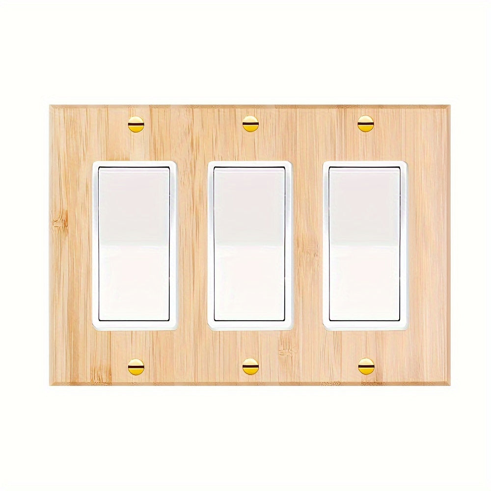Solid Wood and Bamboo Wall Plate for Switches and Outlets Dual-Hole Design for Bedroom Kitchen Home