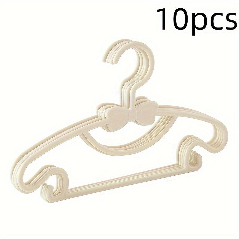 Set of 10 Plastic Baby Hangers with Bow Design for Nursery and Kids Room