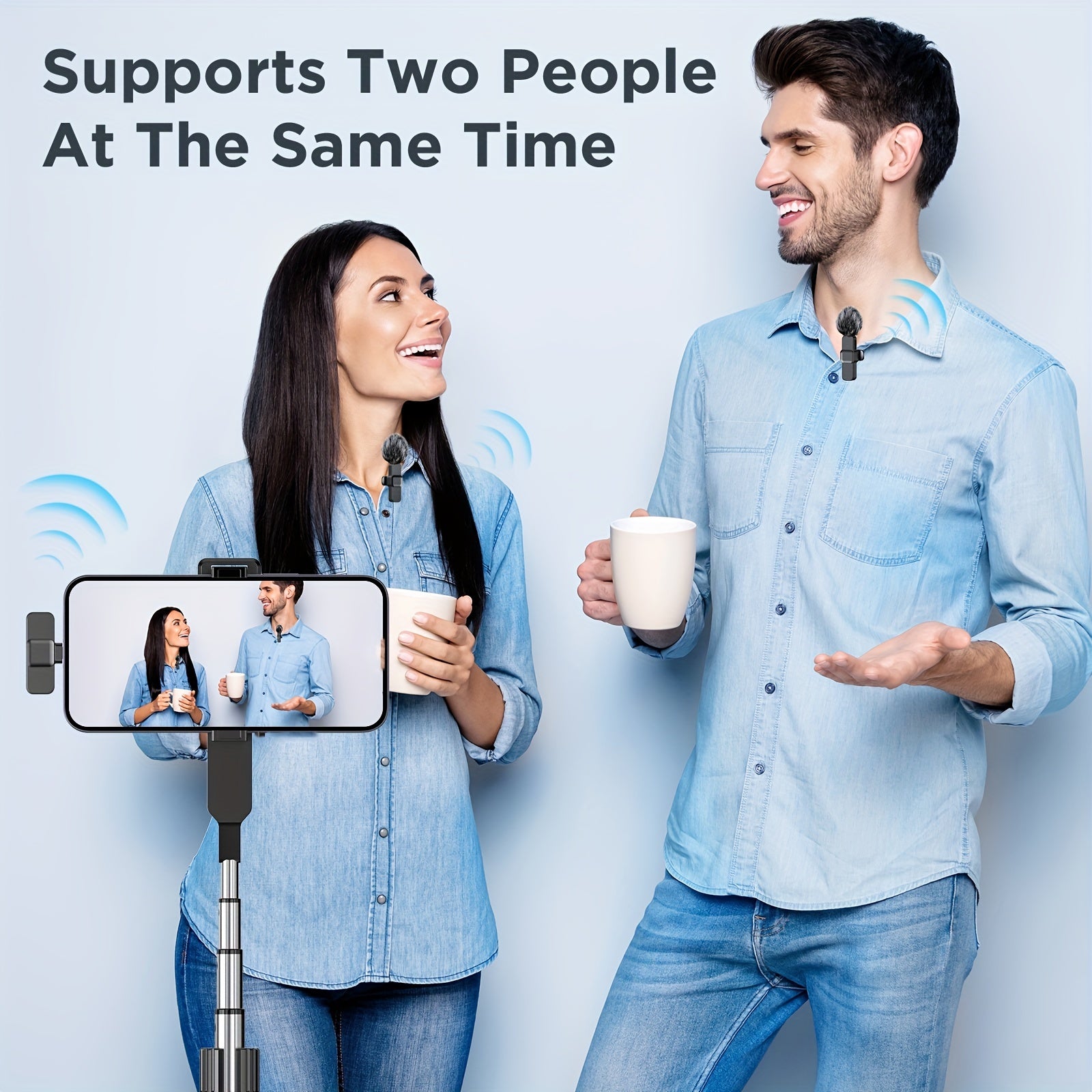 Wireless Clip-On Microphone USB-C Noise Reduction 360° Sound for Streaming Podcast Video