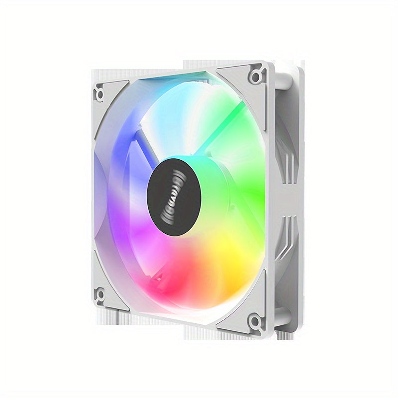 12cm Silent LED Computer Case Fan with Turbo Blades Multi-Color Lighting Black White