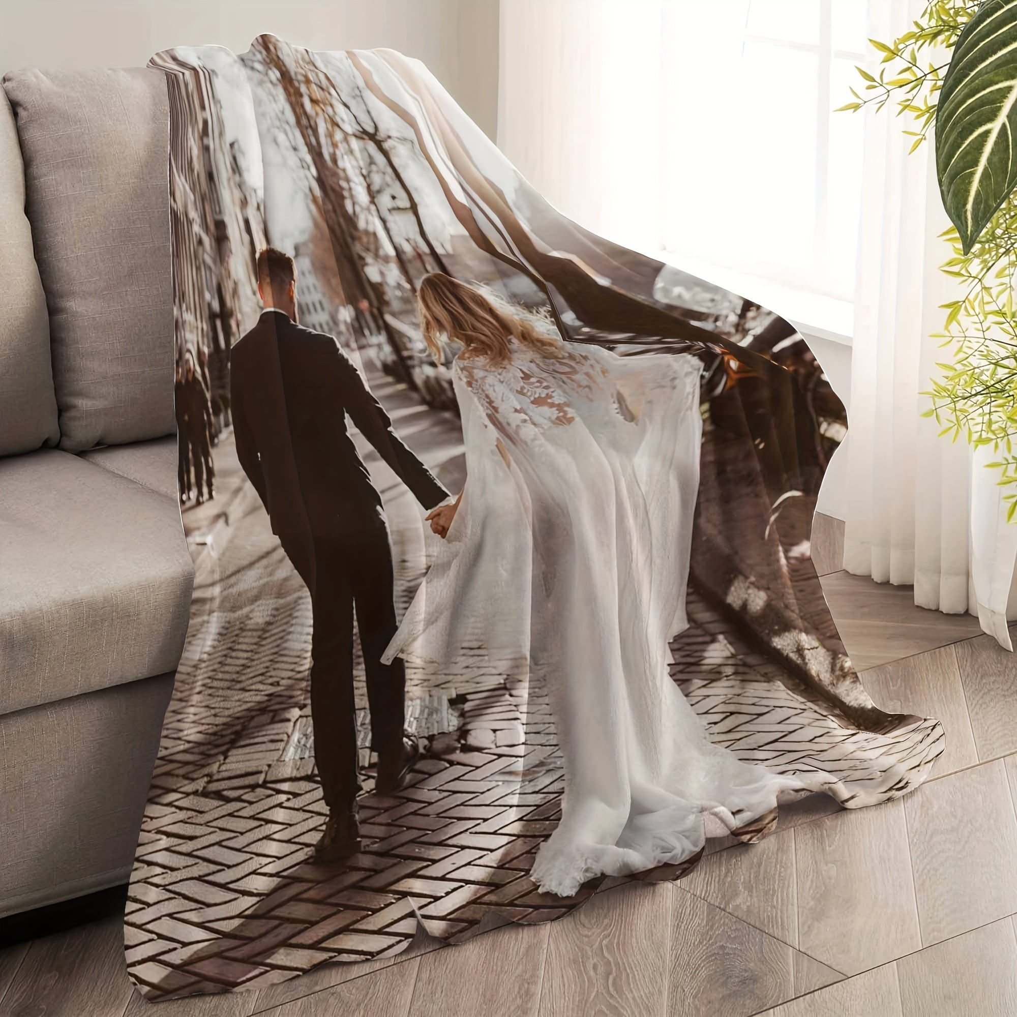 Personalized Flannel Blanket Throw for Couples Soft All-Season Cozy Gift