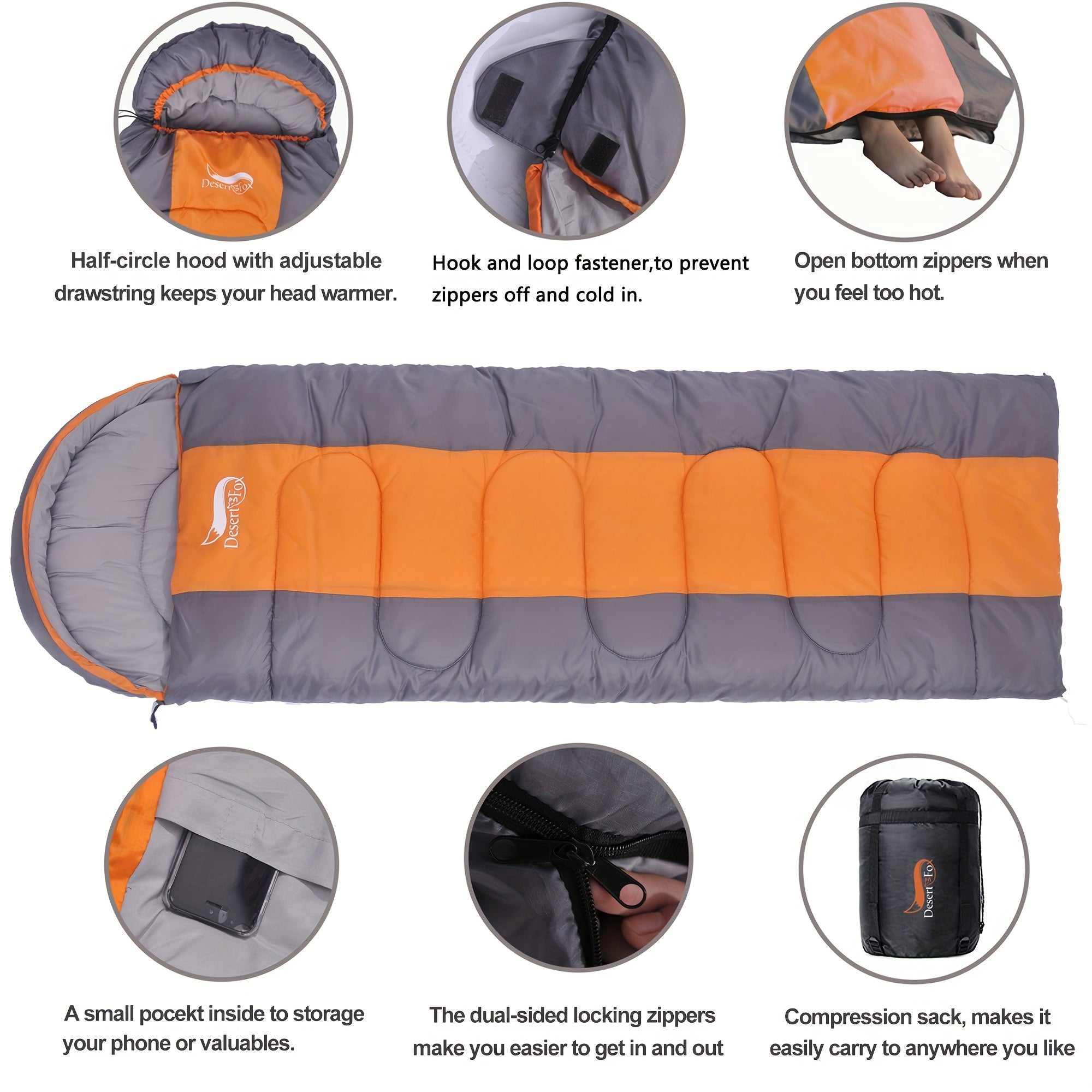 Lightweight 3-Season Synthetic Fiber Sleeping Bag for Backpacking Camping Hiking Travel