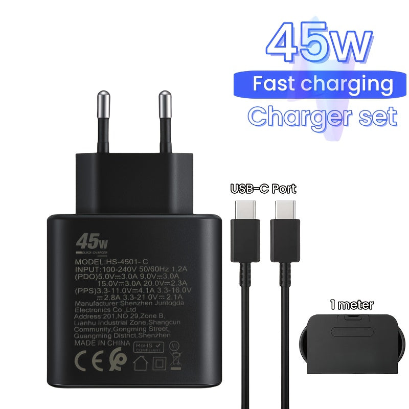 45W USB C Fast Charger for iPhone Samsung Xiaomi European Plug