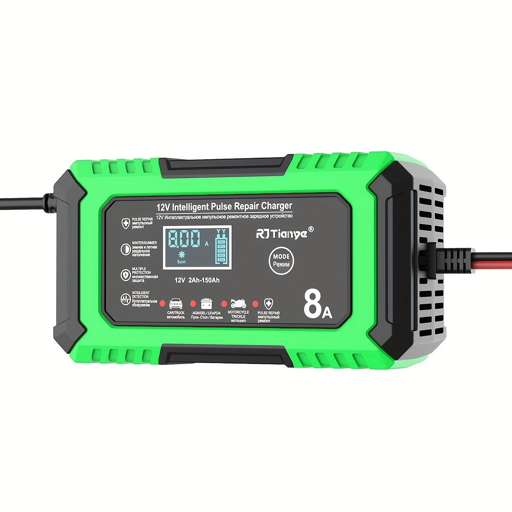 12V 8A Car Battery Charger with LCD Display Smart Fast Repair for Lead-Acid Batteries
