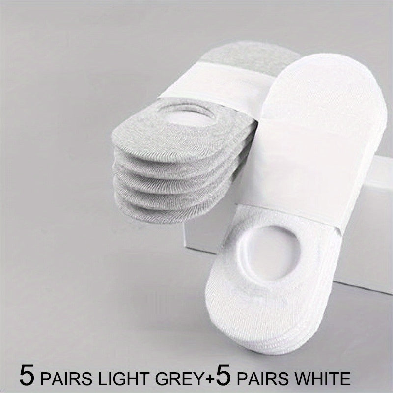 Men's Breathable Thin Casual Business Socks 10 Pairs Low Cut Invisible Knit