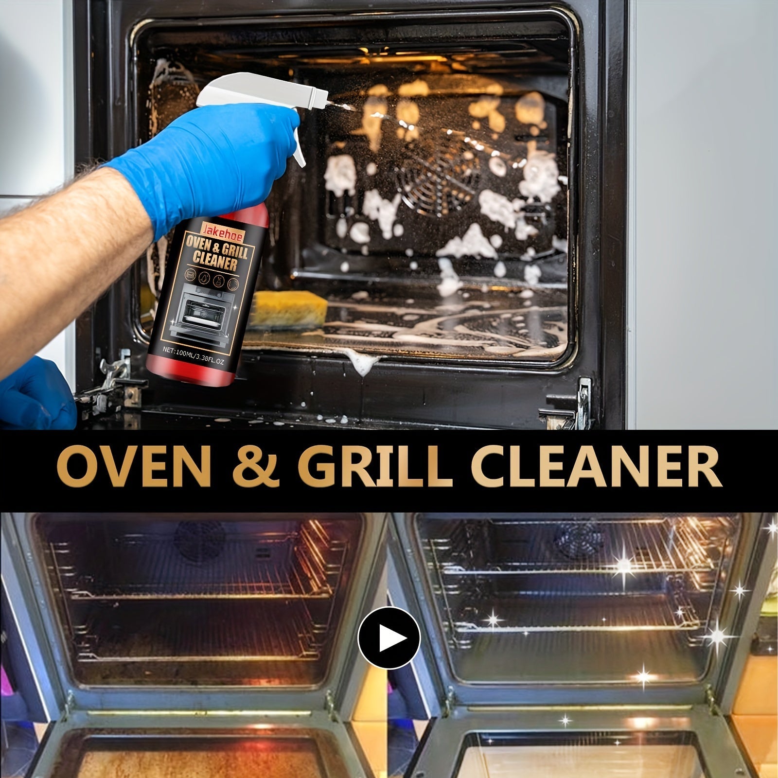 Jakehoe Oven & Grill Cleaner - bu oshxona dog'lari bilan kurashish uchun maxsus ishlab chiqilgan kuchli sitral asosidagi suyuq yog'och tozalovchi. Ushbu qoldiqsiz formula linoleum yuzalarida ishlatish uchun xavfsizdir va qulay 3.38 fl oz o'lchamda keladi.