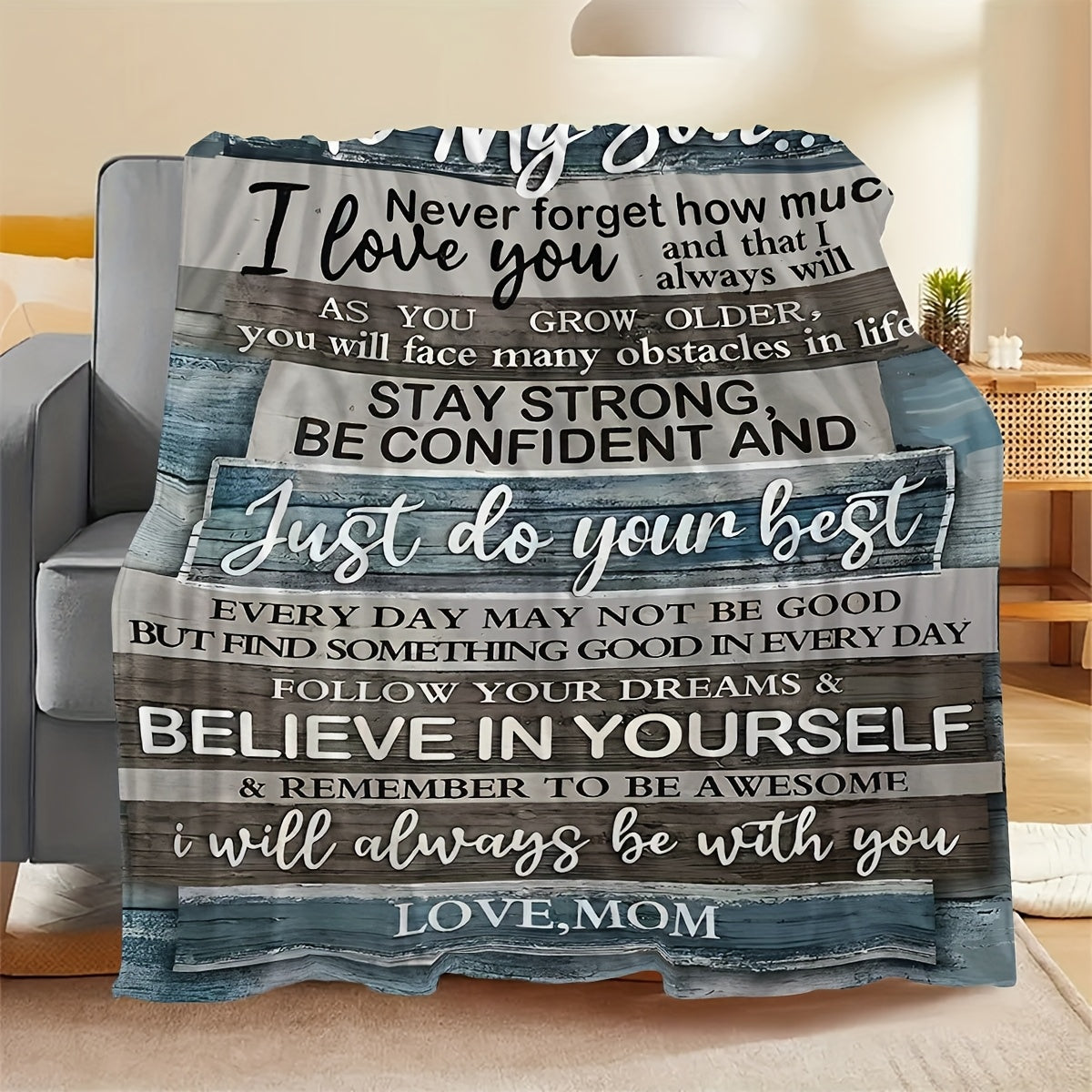 Personalized Blanket for Son Gift from Mom Birthdays Graduation Valentines Sentimental