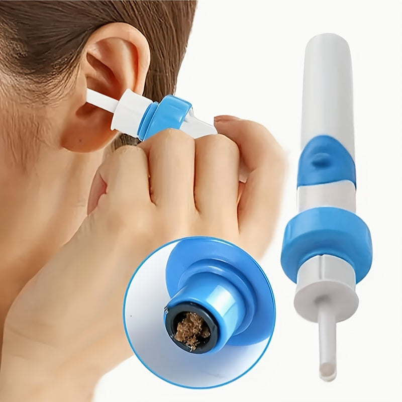 Портативное электрическое устройство для удаления ушной серы с мягким наконечником и всасывающим устройством, работащее на батарейках