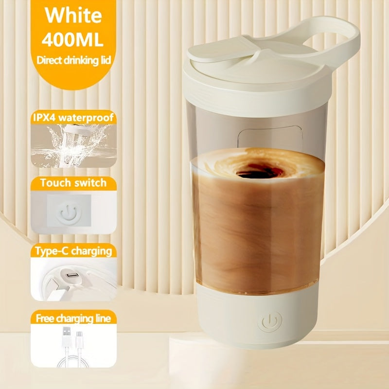 Taza de agitación eléctrica recargable de 400 ml para café con autormezcla para bebidas calientes
