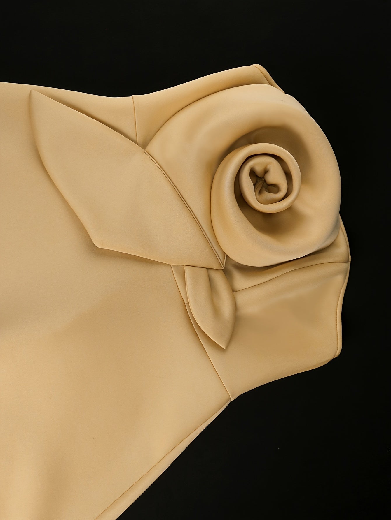 Plus Size Women's Khaki Off-Shoulder Sleeveless Party Dress with 3D Rose Applique