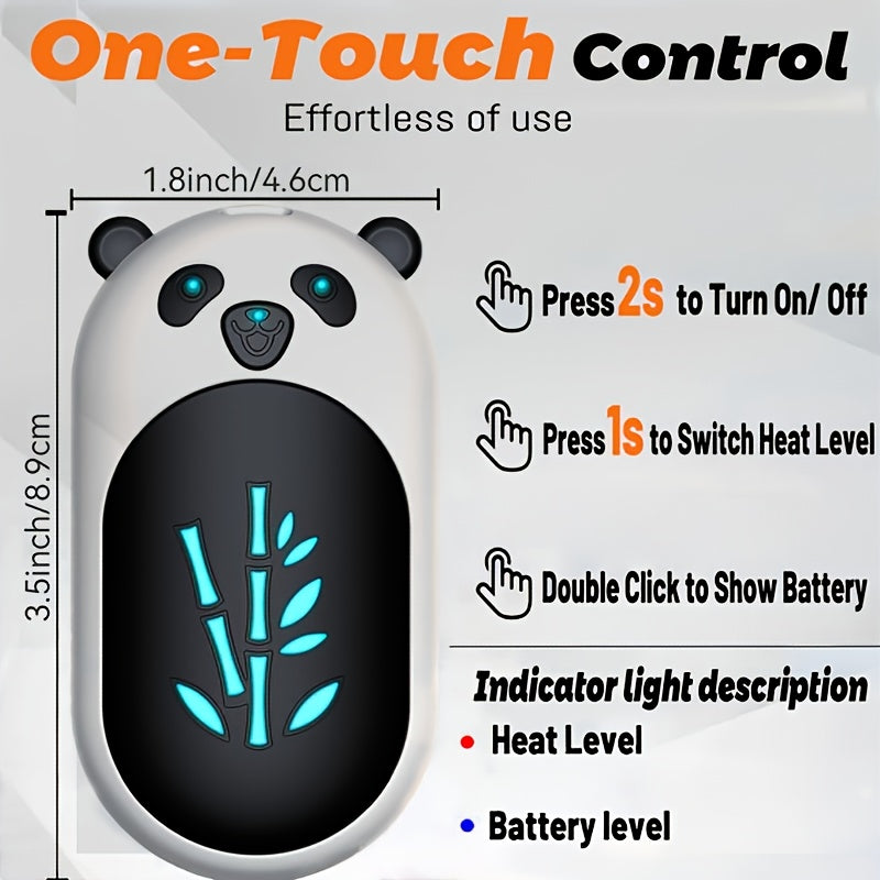 Set of 2 Rechargeable Hand Warmers 3000mAh Portable White Panda for Outdoor Camping