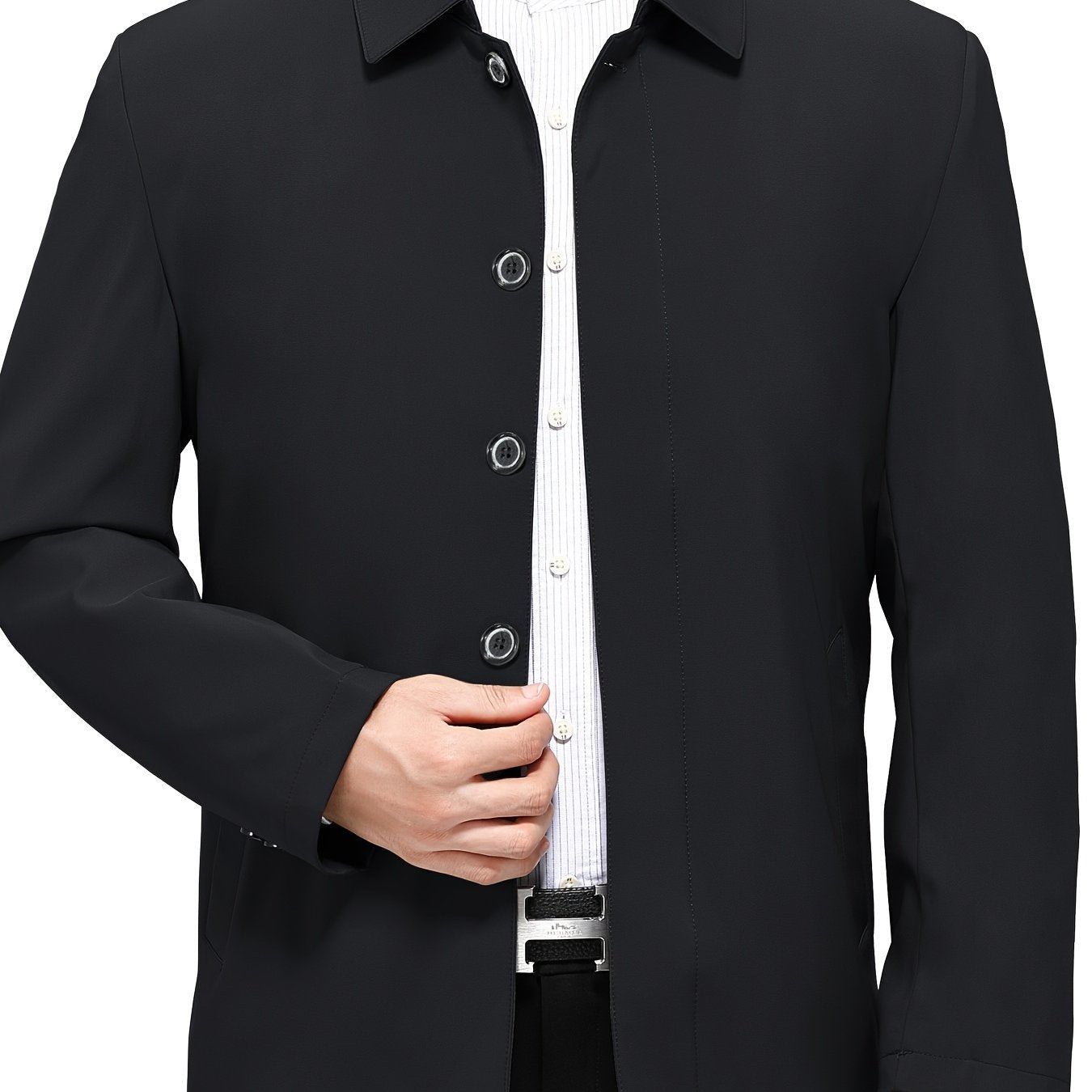 Men's Solid Color Button-Up Jacket for Spring and Autumn Casual Business Wear
