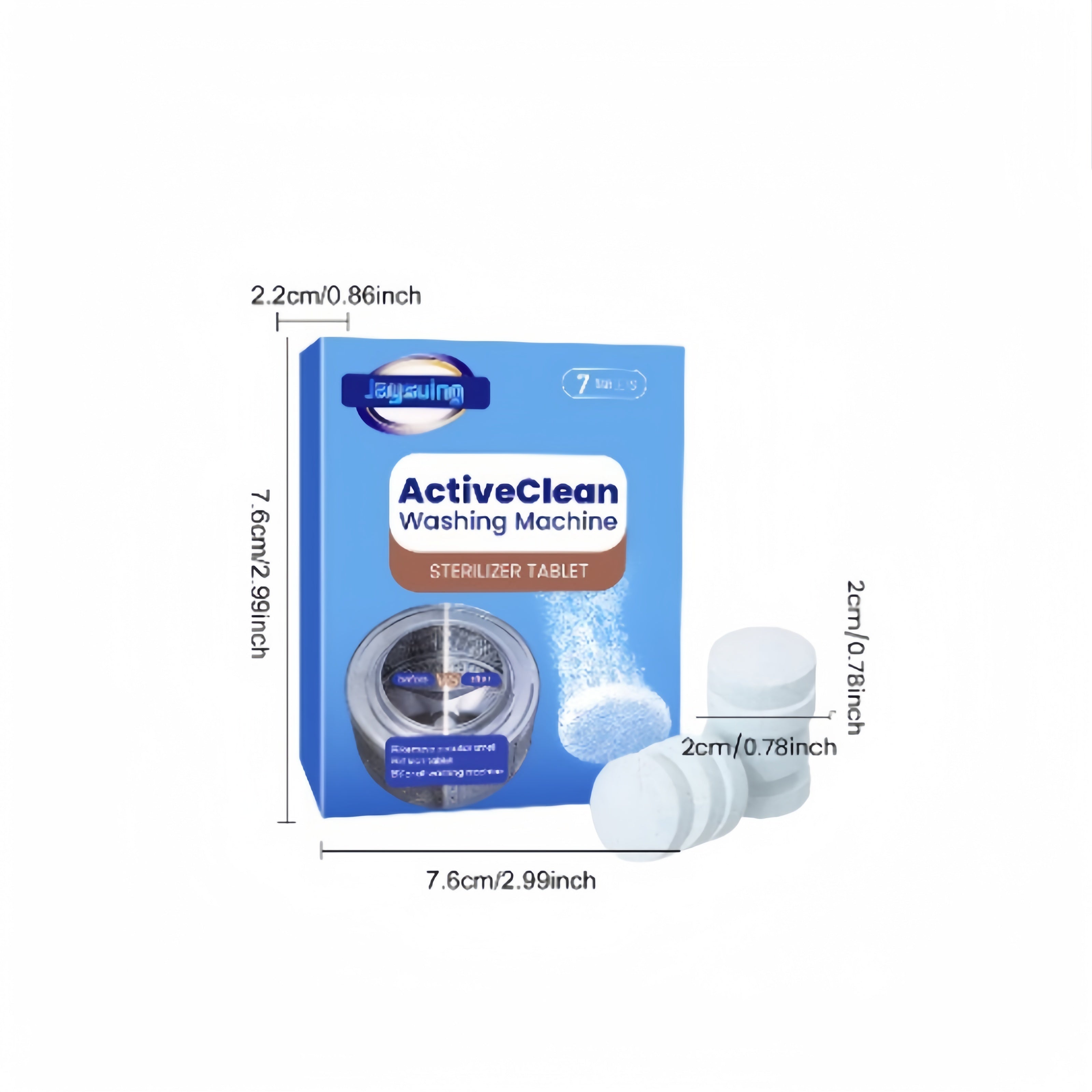 7 ta chuqur tozalash effervescent tabletkalari to'plami, kir yuvish mashinasi uchun, hidni yo'qotish va uy tozalash - batareyasiz