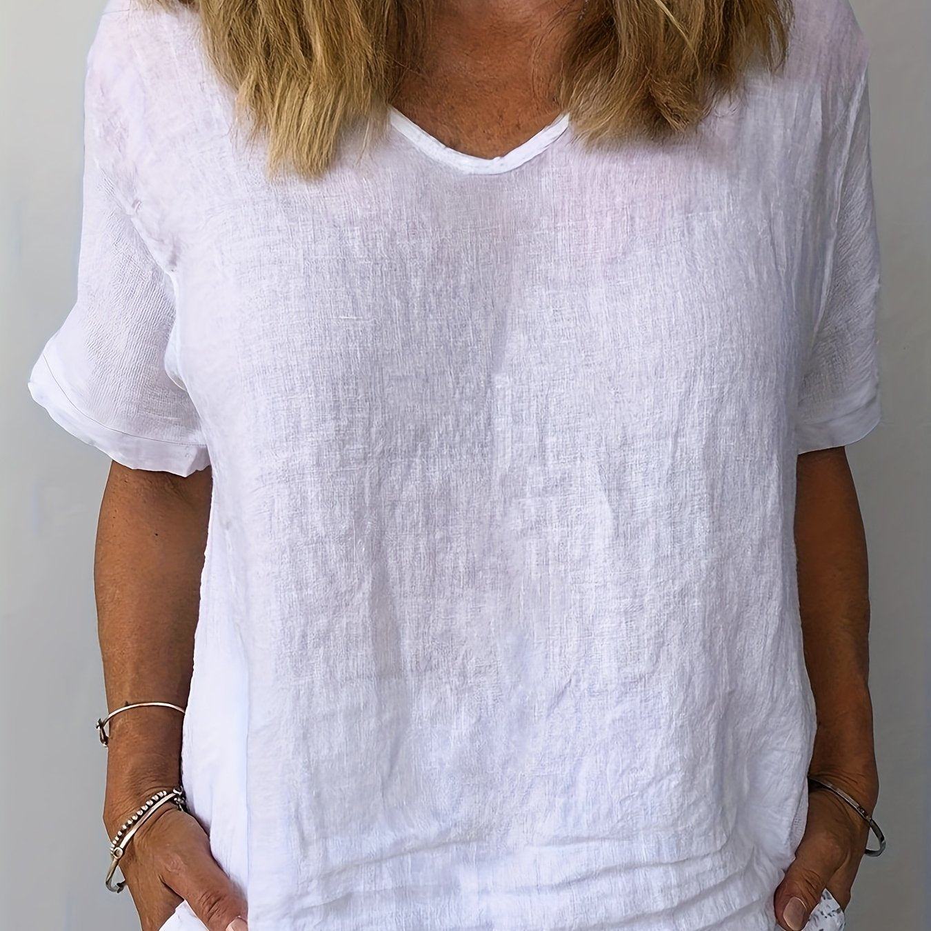 Plus Size Women Loose Casual Solid Color Shirt