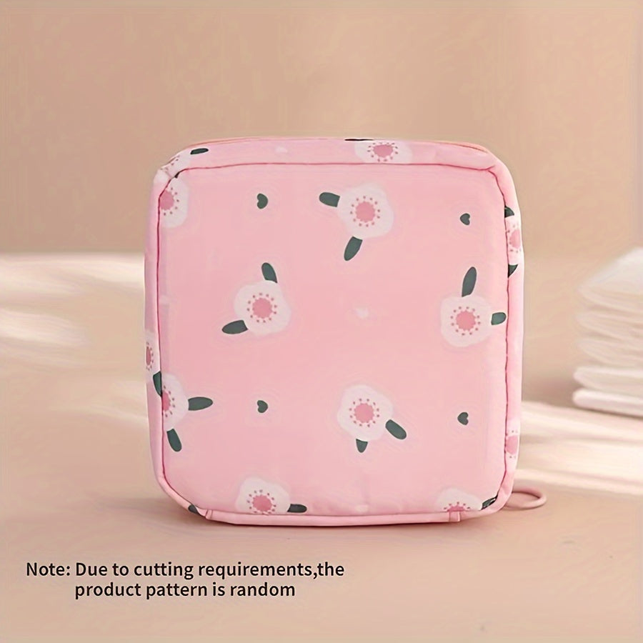 Bolsa de almacenamiento de dibujos animados para niñas para productos menstruales, duradera, portátil, rosa