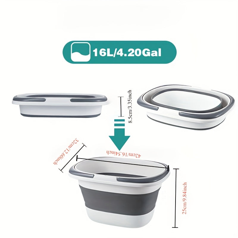 16L Egiluvchan Silikon va PP qozon, tutqich bilan, sayohat qilish, tozalash va uy uchun