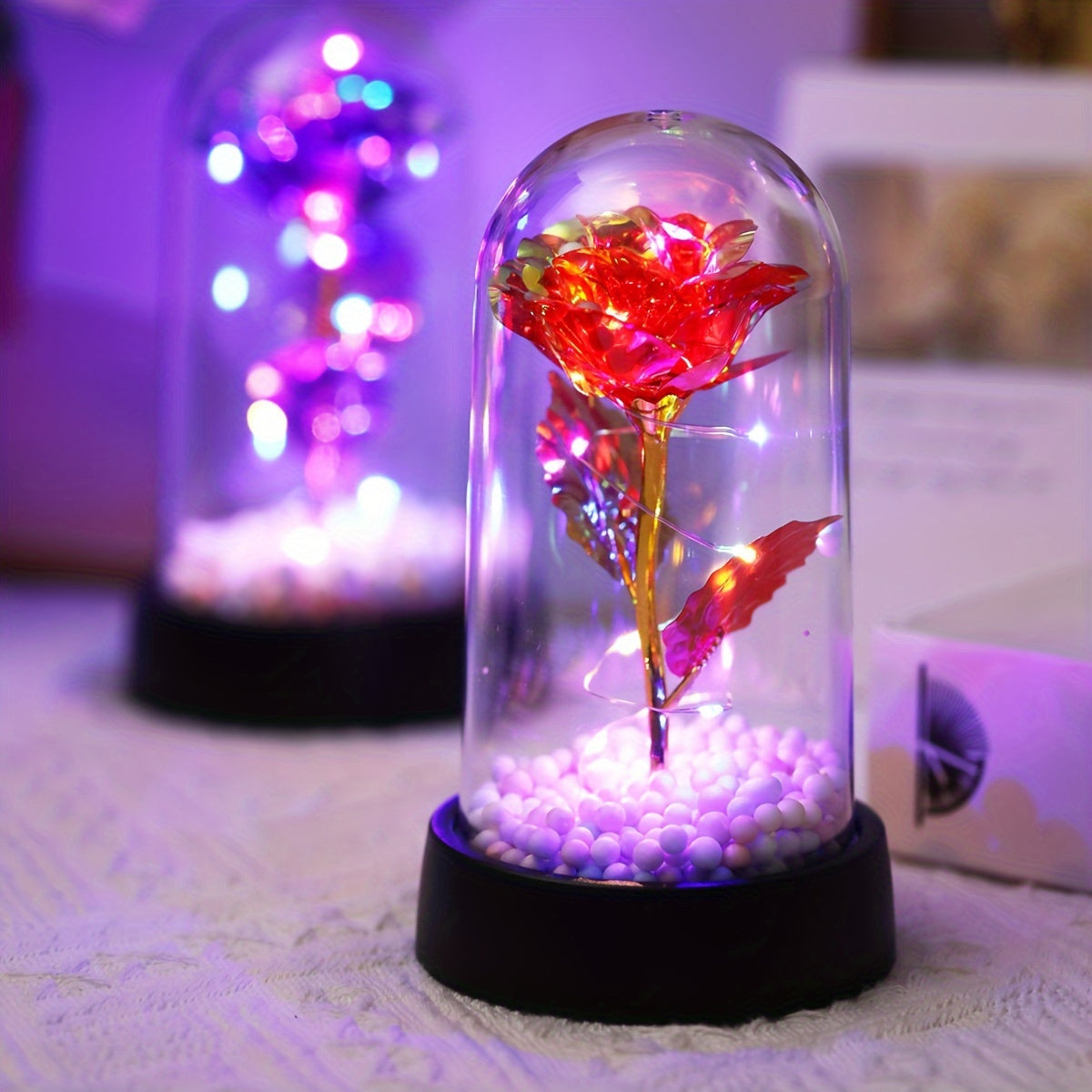 LED Rose Flower Night Light Battery Operated for Bedroom Decor Gifts