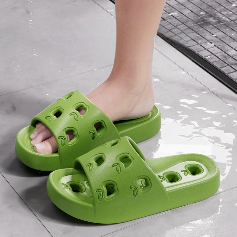 Women's Bathroom Slippers Soft Sole Quick-Dry Cute Apple Indoor Outdoor