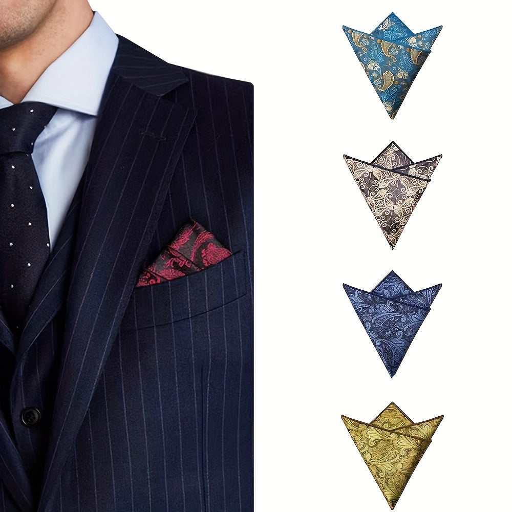 Men's Paisley Jacquard Pocket Square Handkerchief Cashew Pattern Stylish Accessory