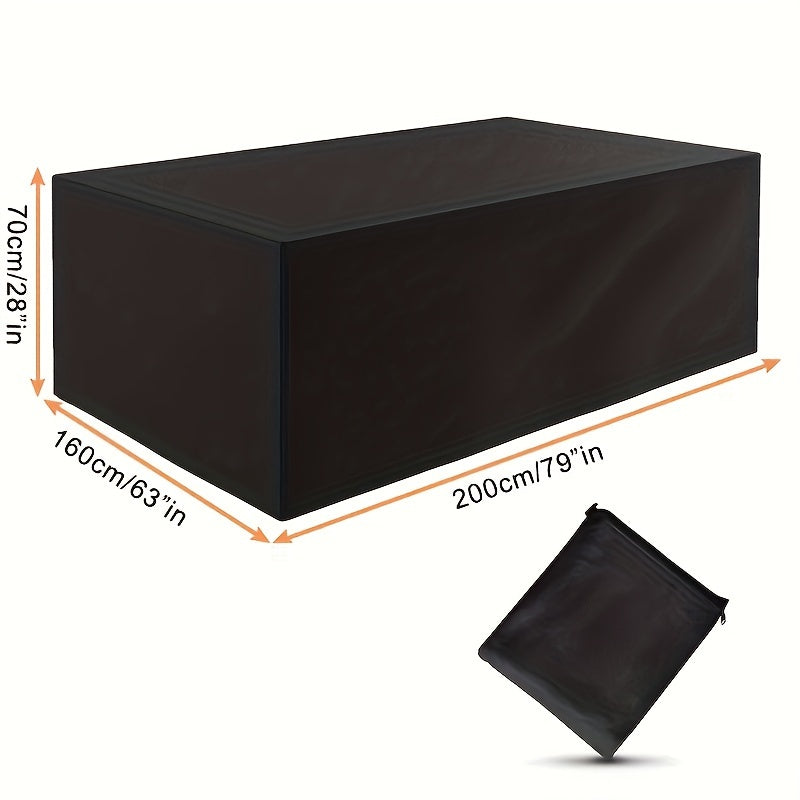 Mantel de patio impermeable de uso pesado en color negro, 182x120cm, ajuste elástico para mesas rectangulares