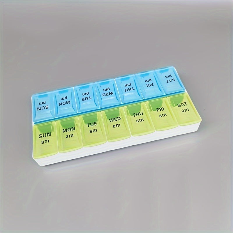 Portable Double Row Pill Box for Sorting and Storage with Braille