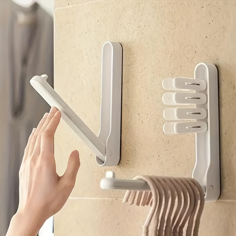 Foldable Wall Hanger with Hooks, Space-Saving Plastic Organizer for Clothes and Towels