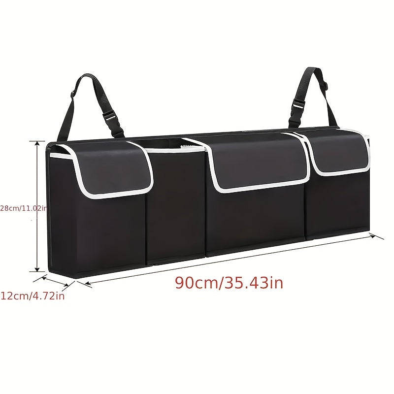 Foldable Car Trunk Organizer Durable Polyester Multi-Compartment Storage