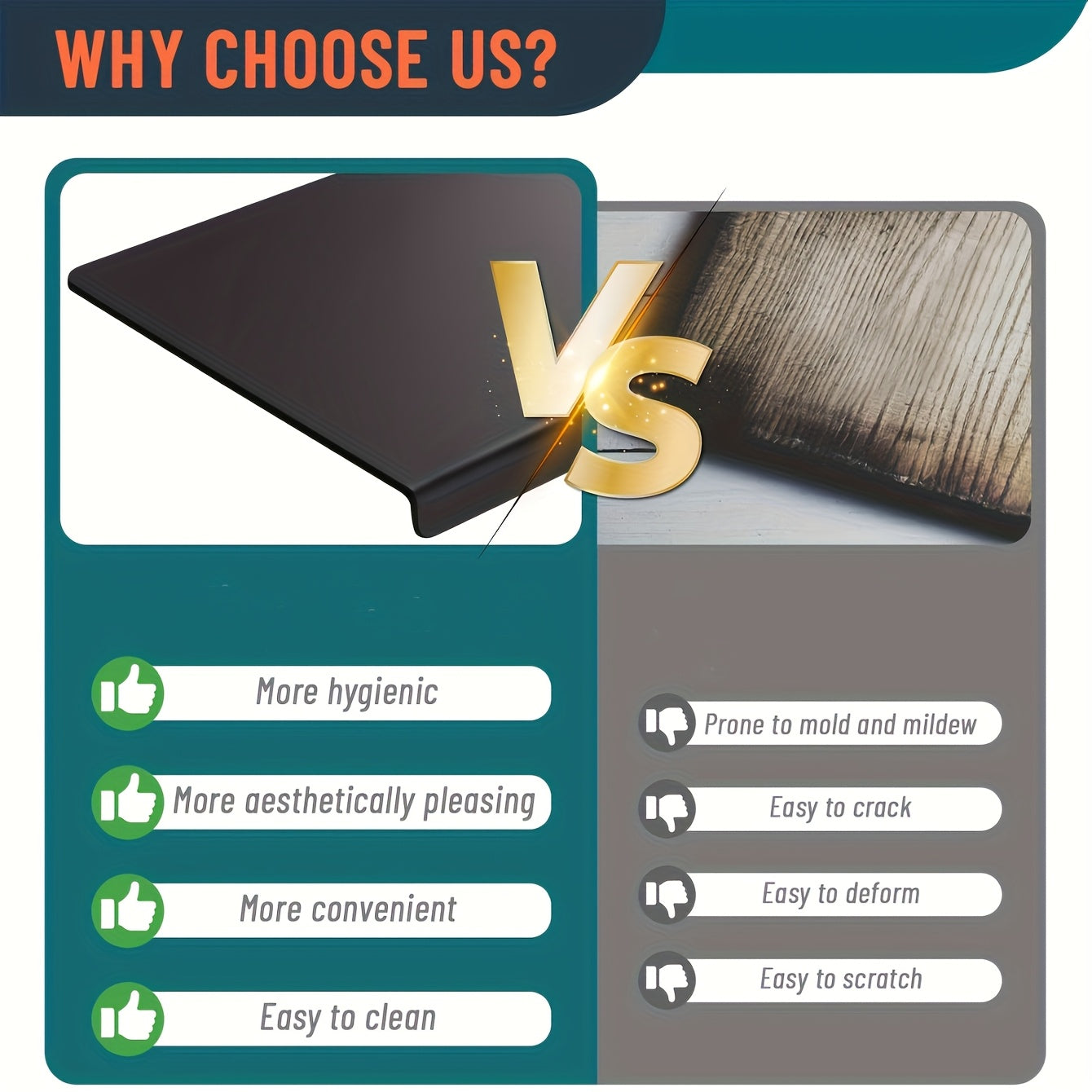 Large Black Cutting Board with Lip Edge Non-Slip Kitchen Countertop