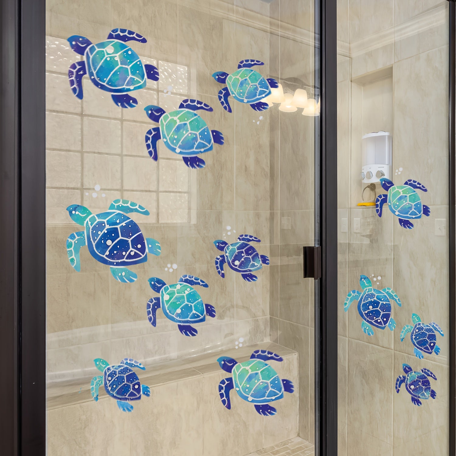Undersea World Blue Sea Turtle Wall Decals Waterproof Ocean Vinyl Stickers for Bathroom and Home