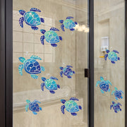 Undersea World Blue Sea Turtle Wall Decals Waterproof Ocean Vinyl Stickers for Bathroom and Home